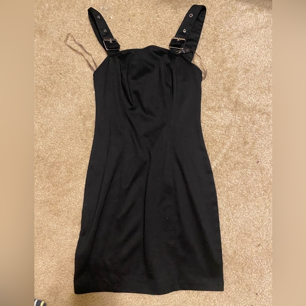 Black buckle dress